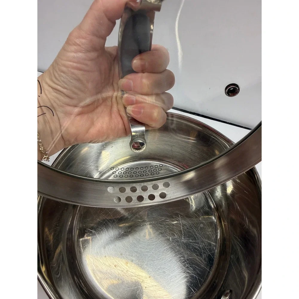 David Burke 2.5 Quart Stainless Steel Saucepan with Straining Lid and Pour Spout